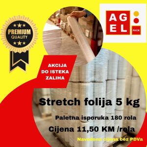 Stretch folija 5 kg 23 my  180 rola / paleta